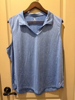 Light Blue Sleeveless Polo Tank Top